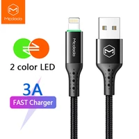 mcdodo usb cable 3a fast charging for lightning iphone 13 12 11 pro max xs xr x 8 7 plus ipad auto disconnect led data usb cable