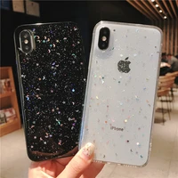 glitter bling star sequin clear phone case for iphone 11 pro max xr xs 8 7 plus transparent soft tpu shockproof back cover