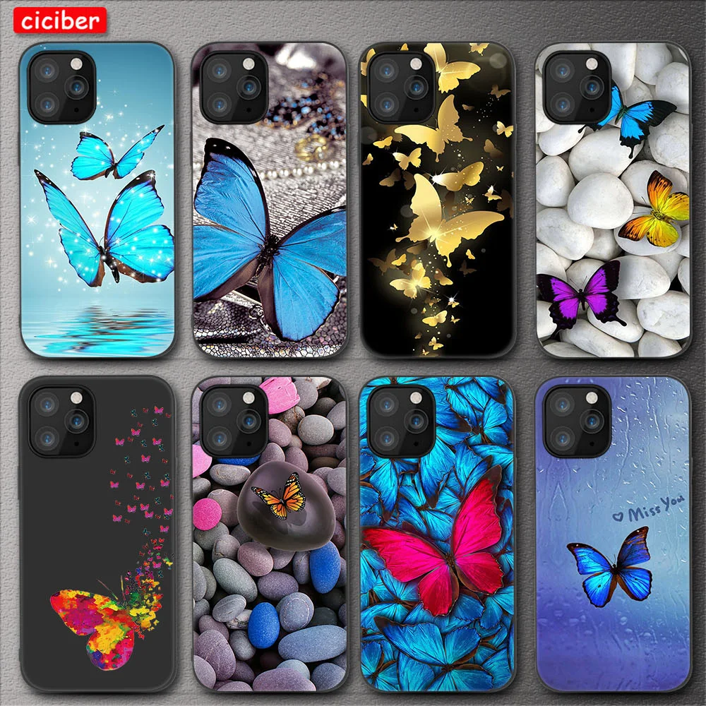 

butterfly Phone Case for iPhone 11 12 Pro Max Mini Cover for iPhone 7 8 6 6S Plus X XR XS MAX 5S SE 2020 Soft Silicone TPU Funda