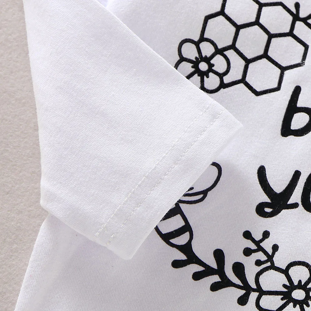 Комбинезон с буквенным принтом для маленьких девочек боди + джинсы имитацией