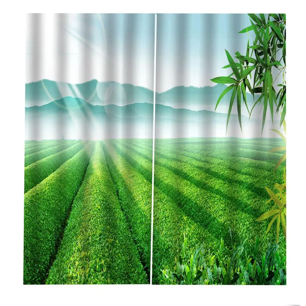 

Green landcape curtains scenery 3D Blackout Curtains For Living room Bedding room Drapes Cotinas