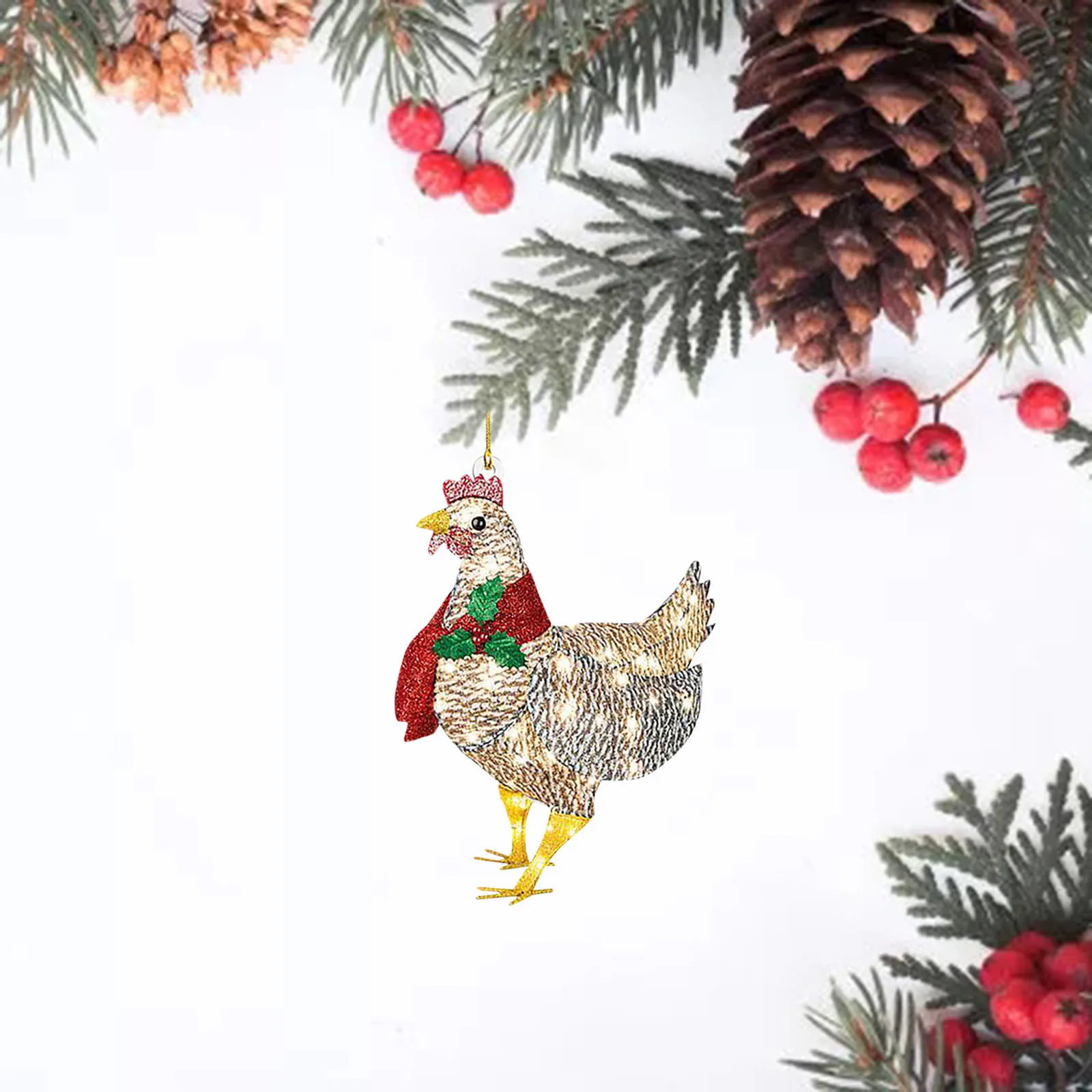 

Christmas Scarf Chicken Pendant Christmas Tree Hanging Ornaments 2021 Merry Christmas Animal Pendant Party Home Decor for Tree