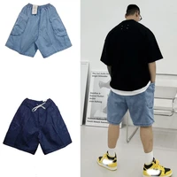 2021 korean version of the summer new high street trend washed denim shorts casual sports loose five point pants