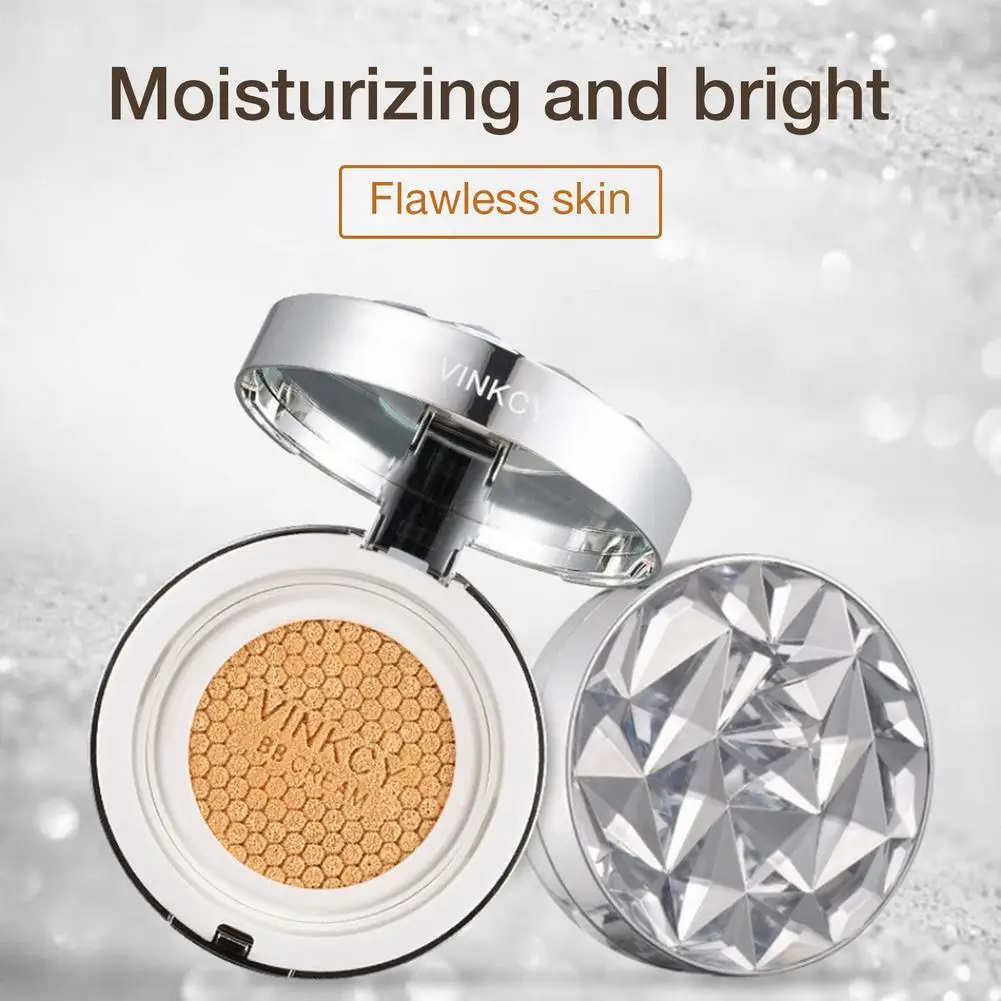 

For Vinkcy Air Cushion Cream Concealer Effect Poreless High Coverage Lightweight Moisturizing Cream Foundation