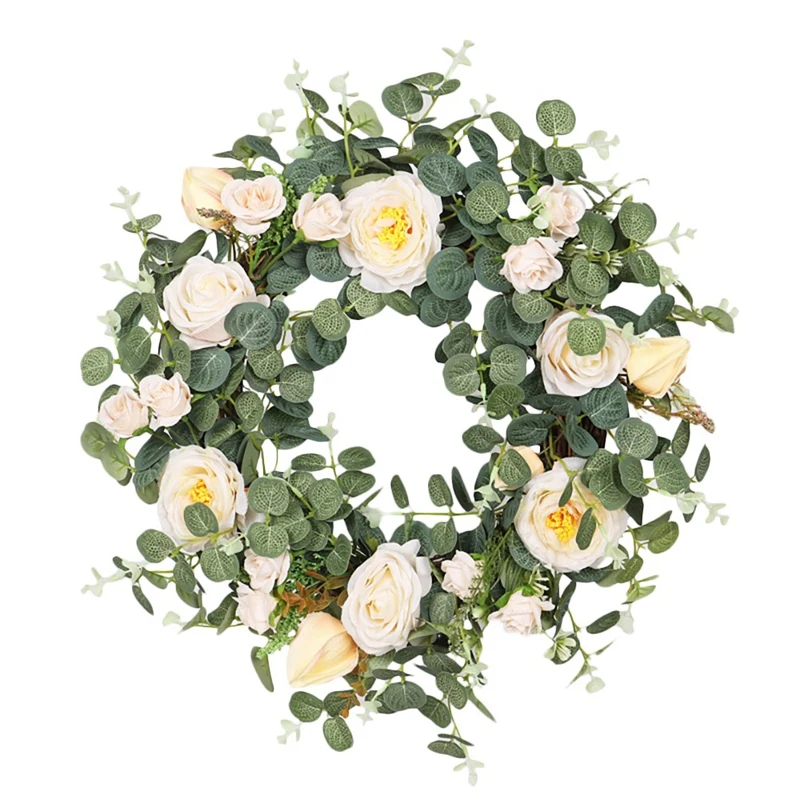 

Artificial Camellia Wreath, Suitable for Indoor and Outdoor Home Wedding, Various Festivals, Blooming All the Year Round