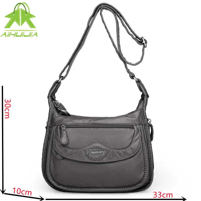 

Luxury Design Ladies Shoulder Bag Solid Color Womens Messenger Bags 2021 the New Washed Leather Simplicity Women Travel Handbag