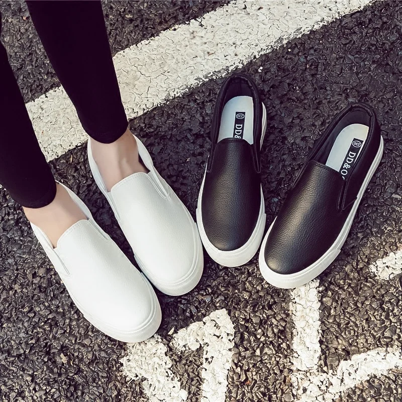 

Women's sports shoes, leather, flats, informal trend, spring, comfort, fashion, lace free, vulcanized