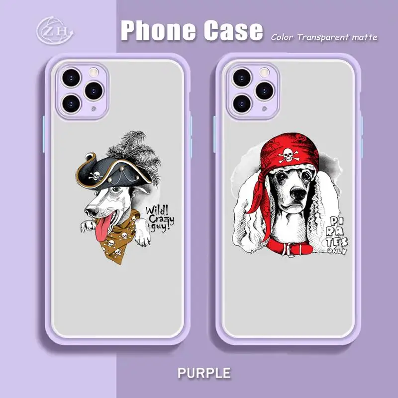 

Cartoon Cute Dog Phone Case Purple Mint Matte Color For IPhone X XS Max XR 7 8 6 6S Plus 12 11 Pro Max Shockproof Clear Cover
