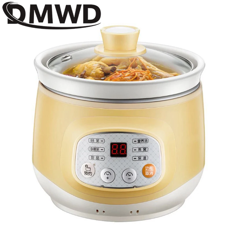 DMWD бытовая электрическая умная медленная Варка белая фарфоровая каша суп мини с
