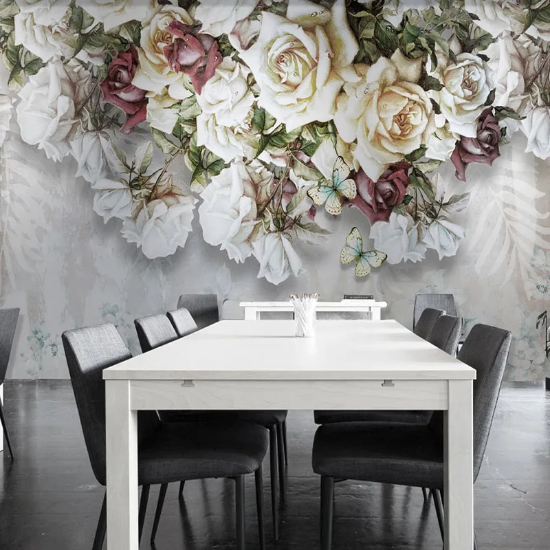 Прямая поставка фото современные 3D Стерео Цветы Картина маслом фрески спальня