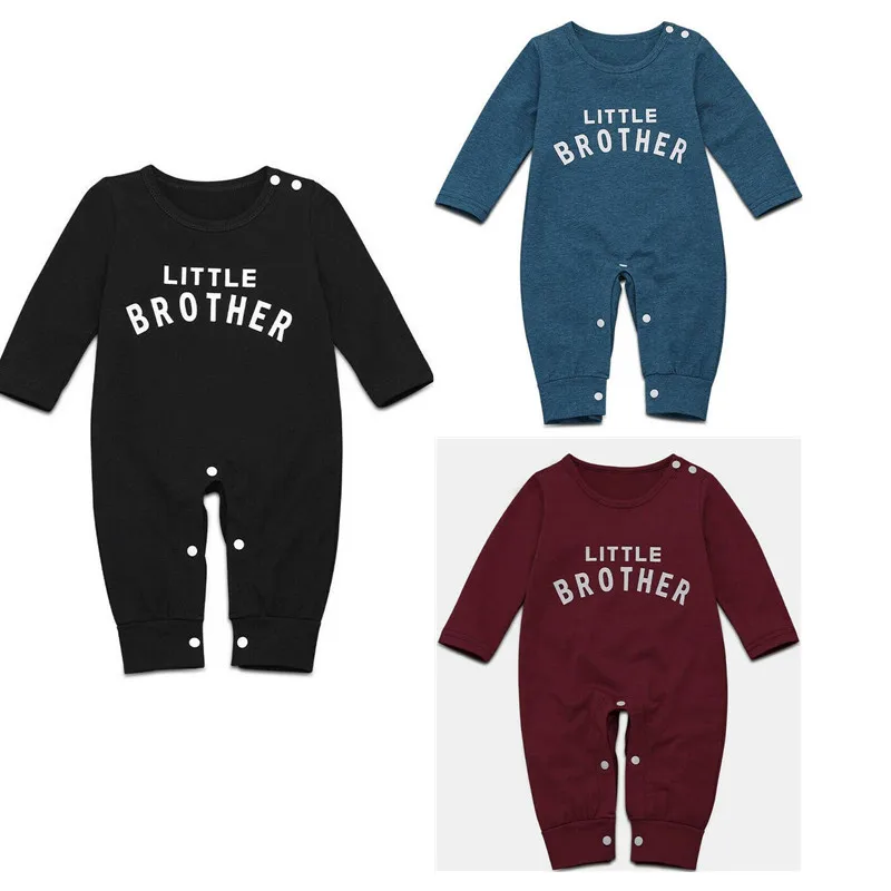 

2019 Baby Spring Autumn Clothing Newborn Baby Girl Boy Cotton Romper Long Sleeve Letter Pattern Long Jumpsuit Solid 2Pcs Outfits