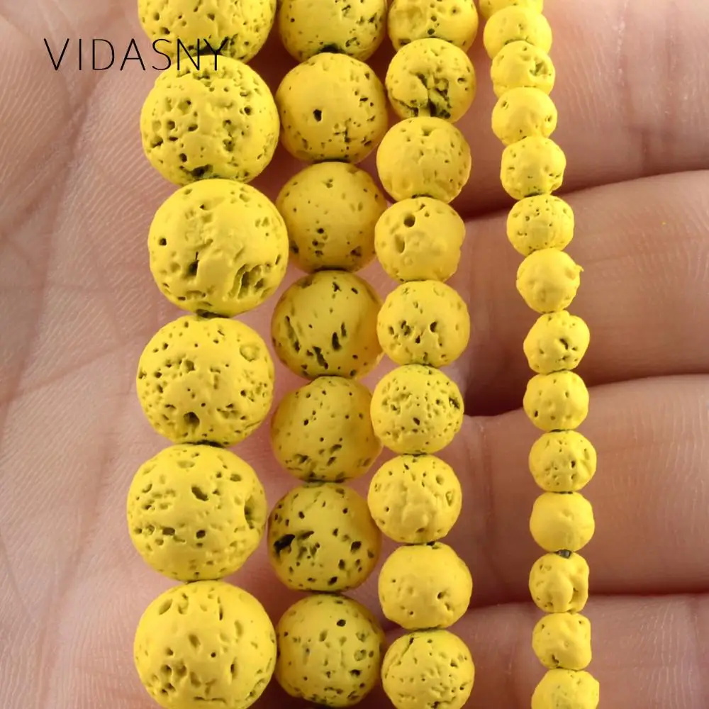

Natural Gem Stone Yellow Lava Hematite Round Beads For Jewelry Making Loose Beads 4 6 8 10mm Diy Bracelet Necklace Accessory 15"