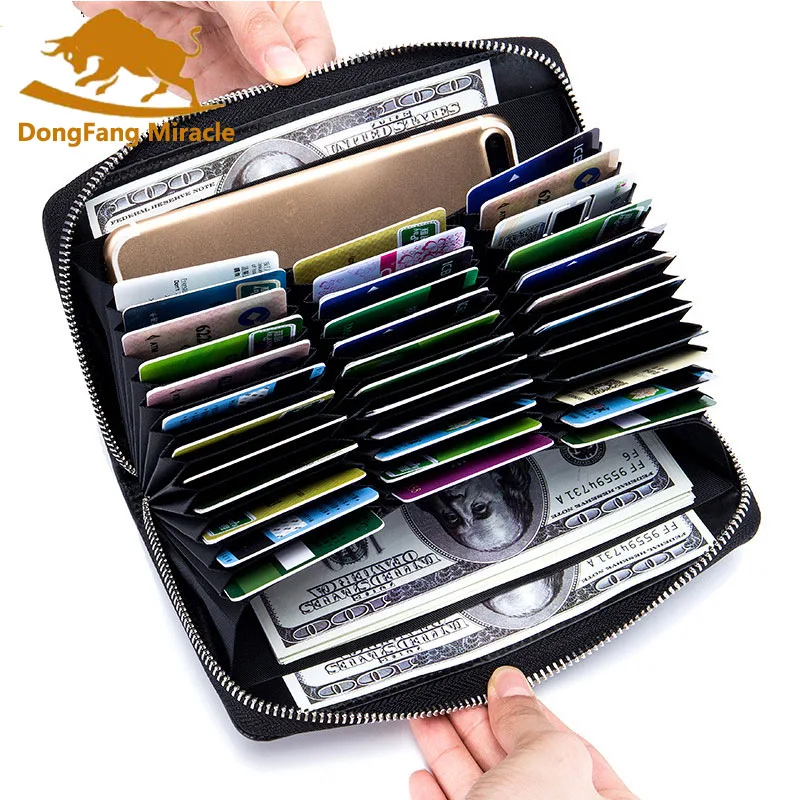 Мужская длинная Кредитная банка из натуральной кожи пластиковый футляр для карт