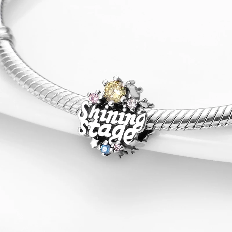 

Silver Fit Original Pandora Bracelet Necklace English Zircon Charms Beads Woman DIY Fashion Fine Jewelry Pendant 2021 New Hot