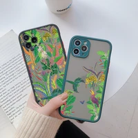 leopard and tropical plants flower phone case for iphone 11 12 13 pro max 6s 7 8 plus x xs max xr black green shockproof cover