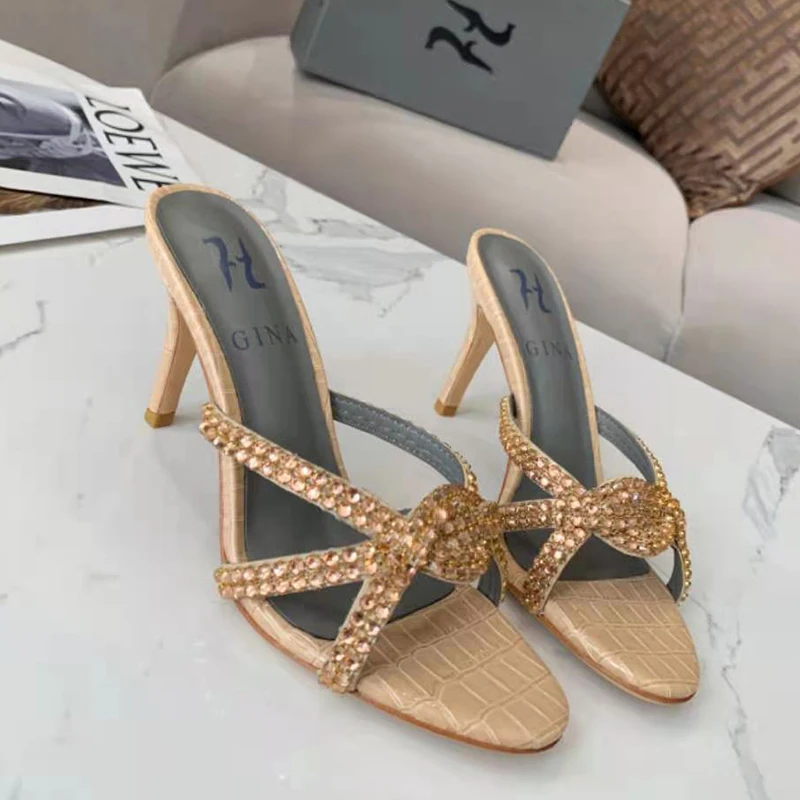

Высококачественные летние кожаные туфли VALLU 2021, женские римские тапочки на высоком каблуке сандалии со стразами 42