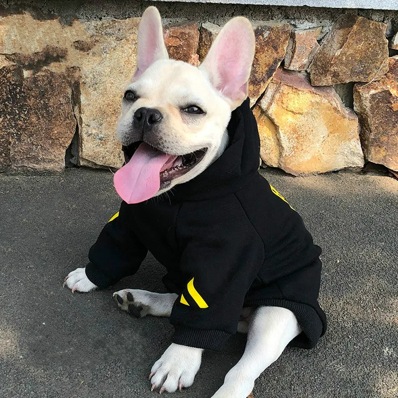Осенне зимняя черная одежда для домашних животных с желтым узором толстовка