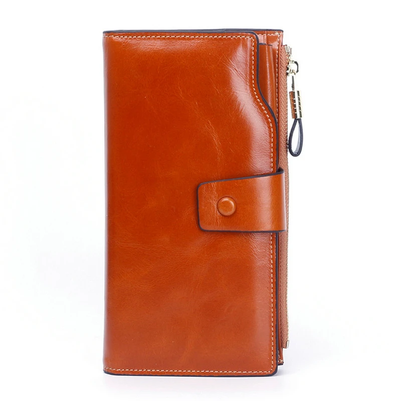 Luxury RFID blocking Women Wallets Genuine Leather Long Zipper Clutch Purse Large Capacity Card Holder Wallet