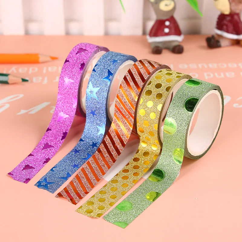 

10pcs Washi Masking-tape Paper Scrapbooking Stationery Glitter Adhesive Decorative DIY Multi-color Sticker School Supplies