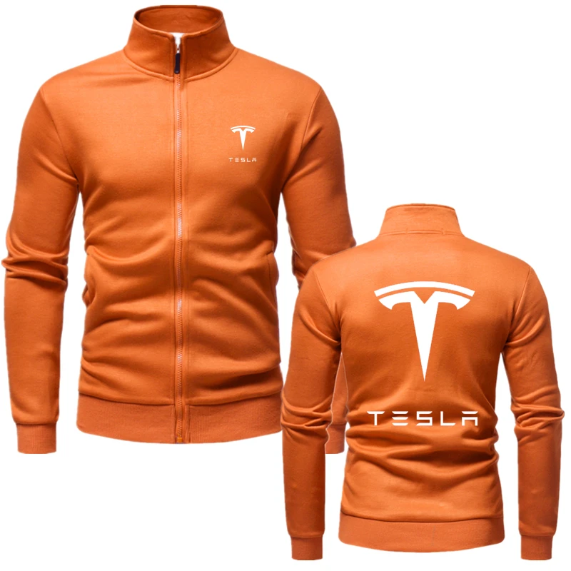

2021 New Tesla Autumn Mens Hoodies Sweatshirts Casual British Style Zipper Stand Collar Mens Hip Hop Hoodies