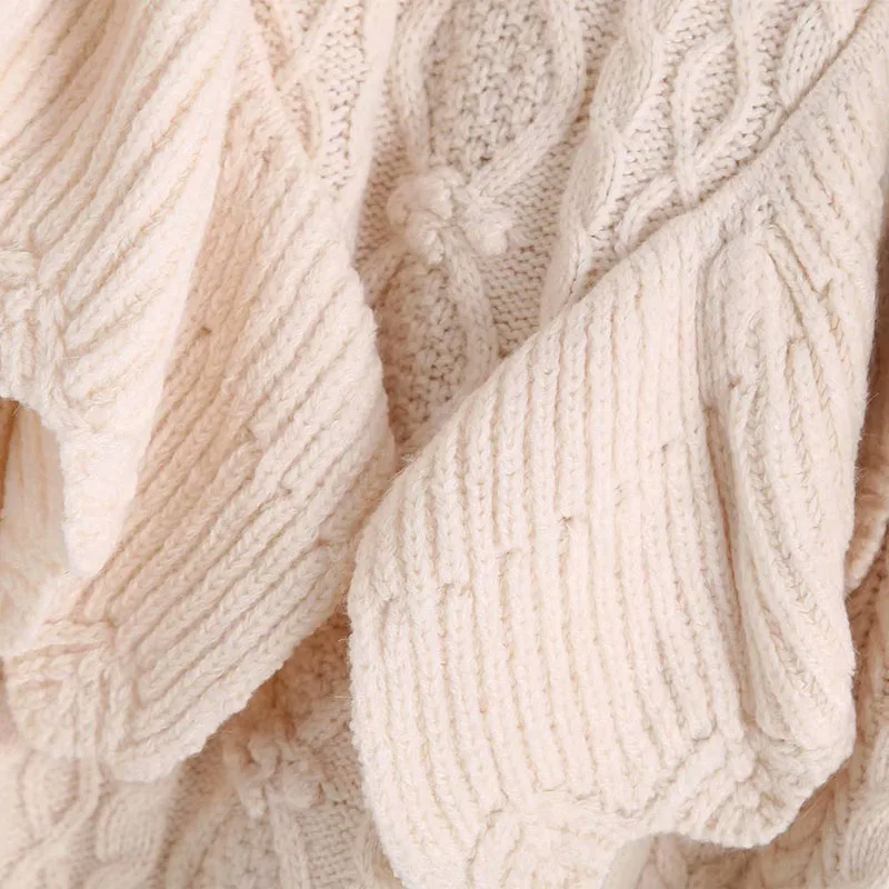 

Winter Women's New Round Neck Long Sleeve Sweater Fashion Laminated Decorative Eight-knit Sweater Wild Loose Sweater Female