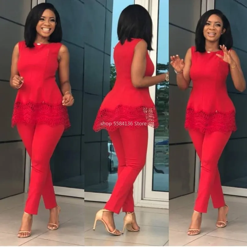 Женский офисный костюм из двух предметов элегантный кружевной лоскутный топ и