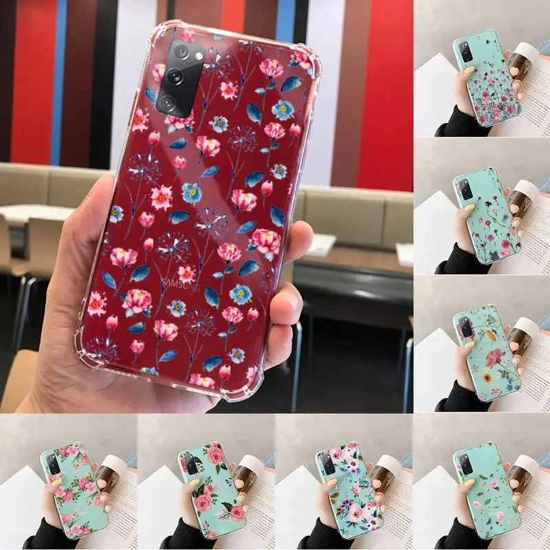 

Cute flower creative Phone Case Transparent For Samsung S 10 9 20 11 7 8 21 6 P Edge PLUS ULTRA 4G 5G