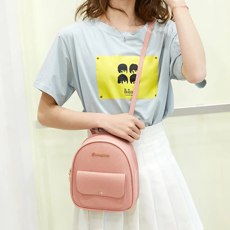 

Mini Backpack Women PU Leather Shoulder Bag For Teenage Girls Kids Multi-Function Small Bagpack Female Ladies School Backpack