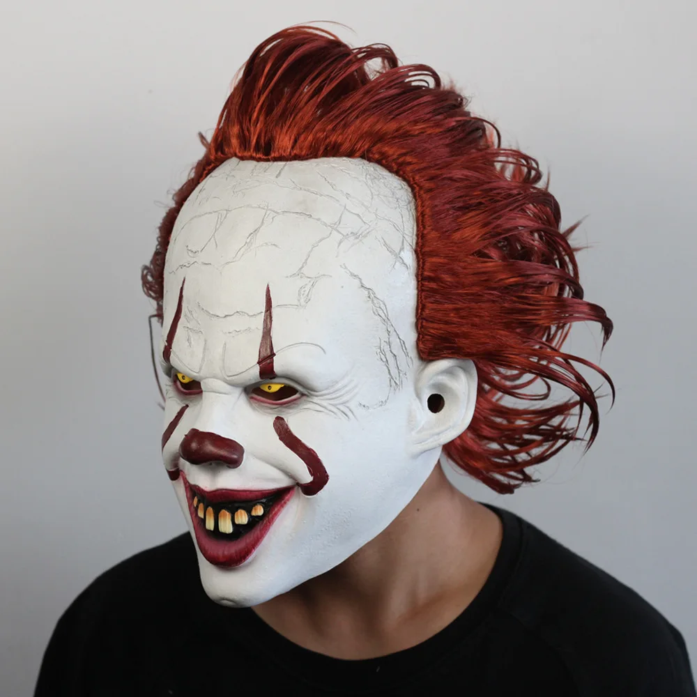 Это: вторая часть 2 Pennywise Джокер маска Стивен Кинг ужас латексная маска для косплея клоун Хэллоуин костюм реквизит