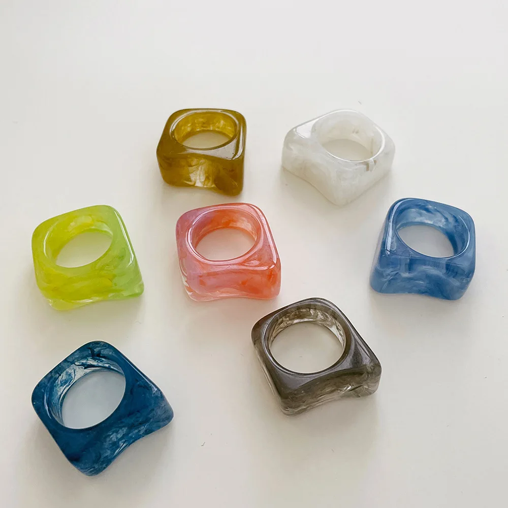 AOMU 1 шт. Корея винтажные сандалии с прозрачными вставками смола кольца Шик