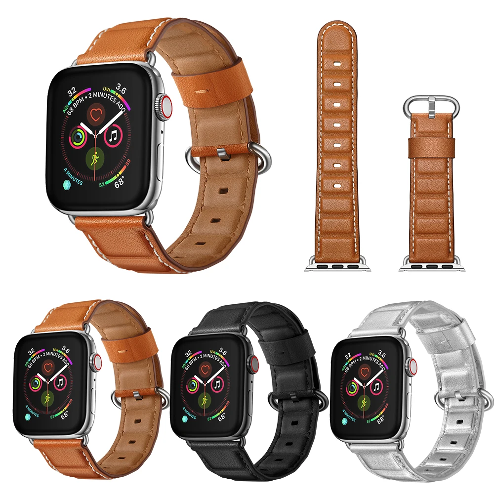 Ремешок из натуральной кожи для apple watch band 4 5 42 мм 38 браслет высокого качества
