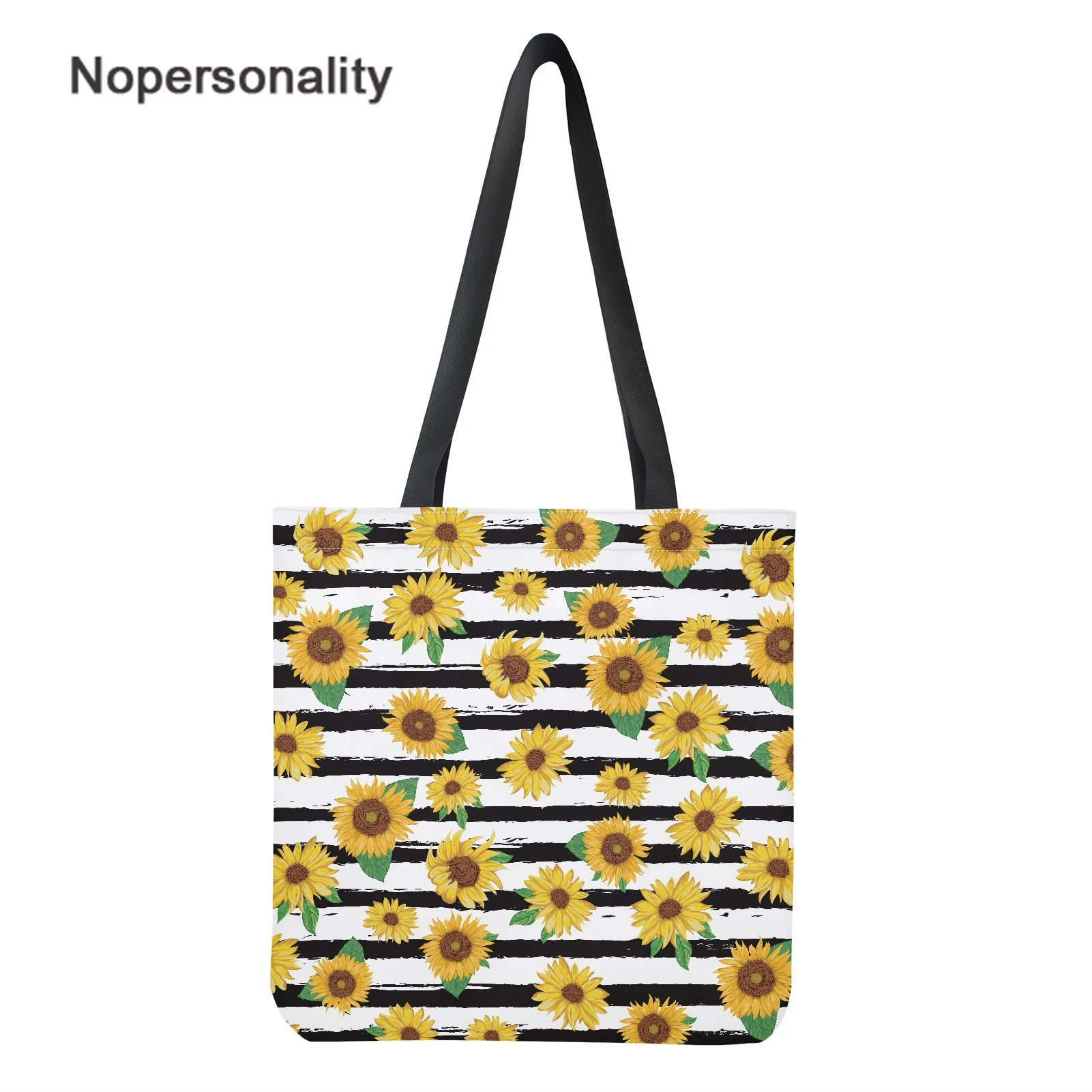 

Nopersonality Canvas Bag Women 2021 Blooming Sunflowers Print Shopper Big Capacity Shoulder Bag Travel Handbag Reusable Pouch