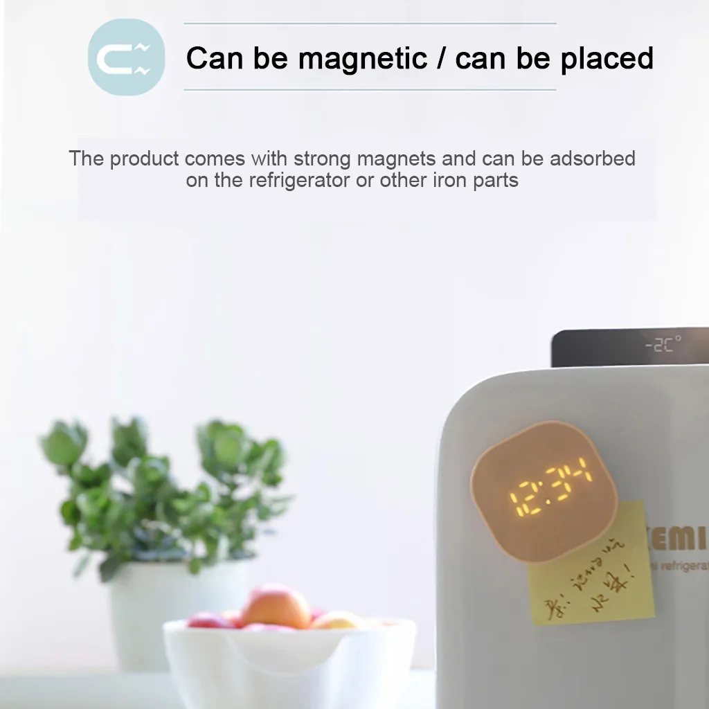 Квадратный маленький будильник светлый немой светодиодный Многофункциональный