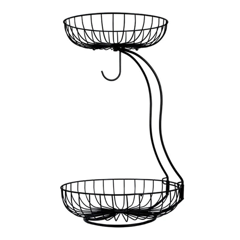 

Detachable Fruit Vegetable Storage Holder Display for Kitchen Black Decoration N0PA