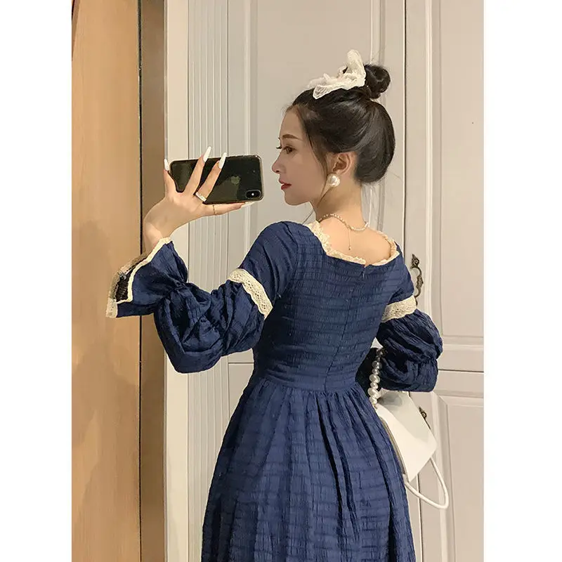 

Sweet Lolita Dress Women Autumn Elegant Patchwork Party Midi Dress Female Korean Japan Style Fall Dresses for Women 2021