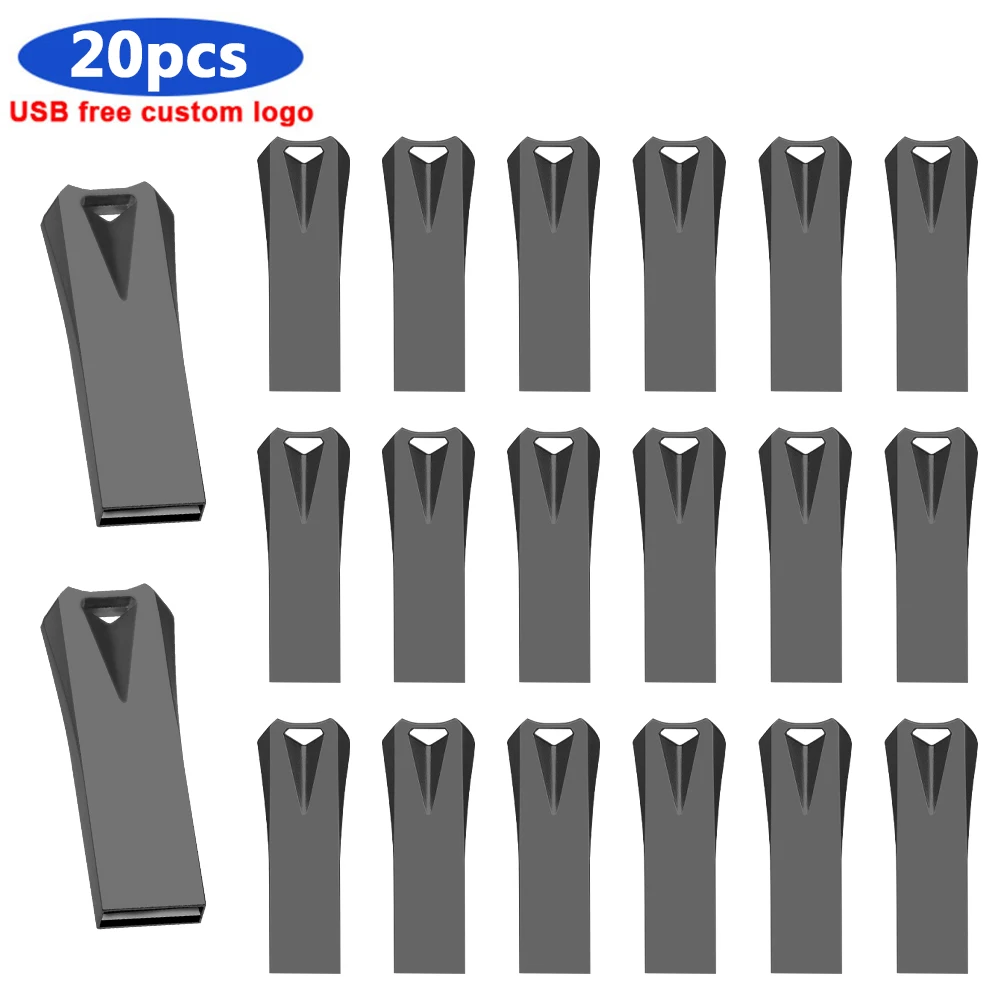 

20pcs free logo USB 2.0 Flash Drive 32GB 16GB 8GB 4G Metal Pendrive 128gb 64gb usb Metal u disk High Speed Waterproof Pen Drive