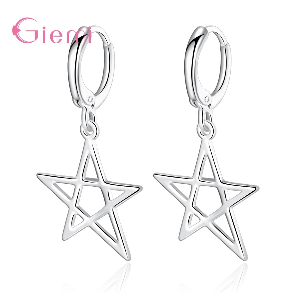 Новый дизайн женские Геометрические пятиконечные звезды 925 стерлингового