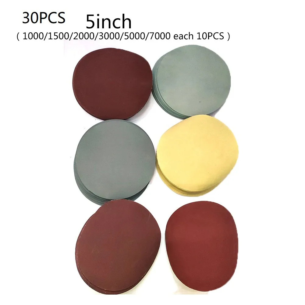 

30Pcs 125mm 1000-7000# Grit Sanding Discs Wood Bead Polishing Grinder Tool Kit
