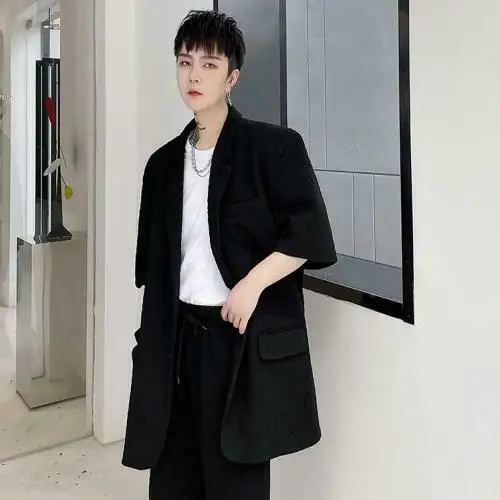 

Men's Fashion Summer Lapel Short Sleeve Loose Suit Coats Casual Loose C159