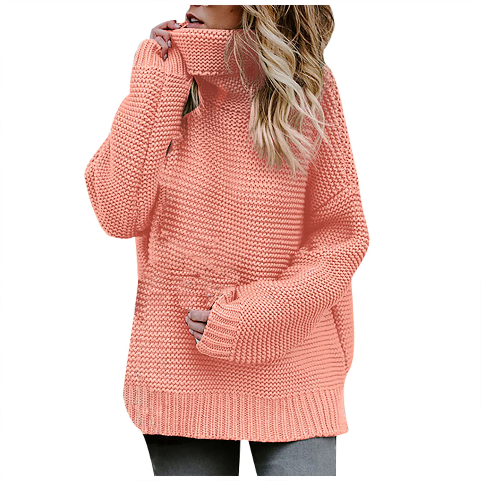 

Sweater Female 2020 Fashion Women Solid Long Sleeve Sweater Turtleneck Sweater Pullover Fashion Atmosphere Neck Simple Retro