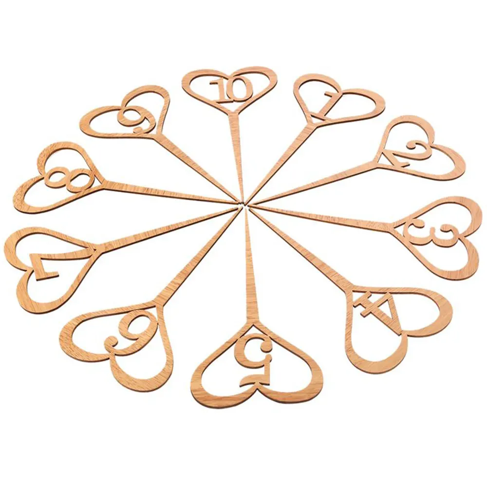 

10pcs/pack Wooden Wedding Table Number Figure Seat Card Wedding Place Holder Digital Topper Wedding Party Wedding Supplies
