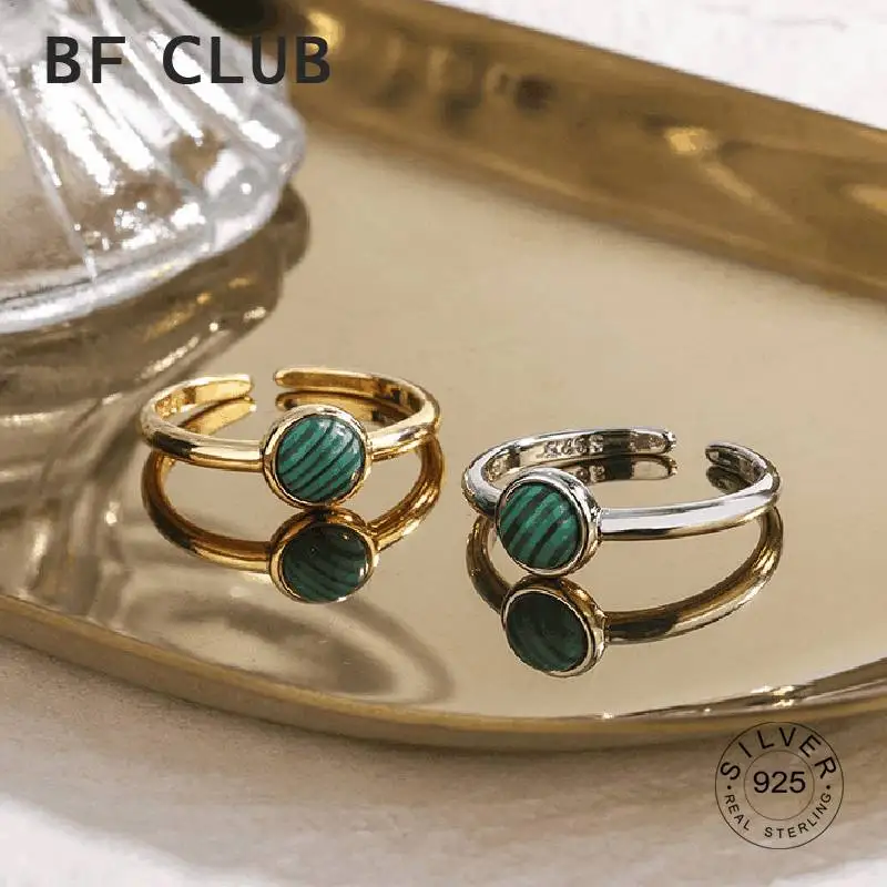 

925 Sterling Silver Rings for Women Green Stone New Trendy Elegant Creative Design Irregular Adjustable Party Fine Jewelry