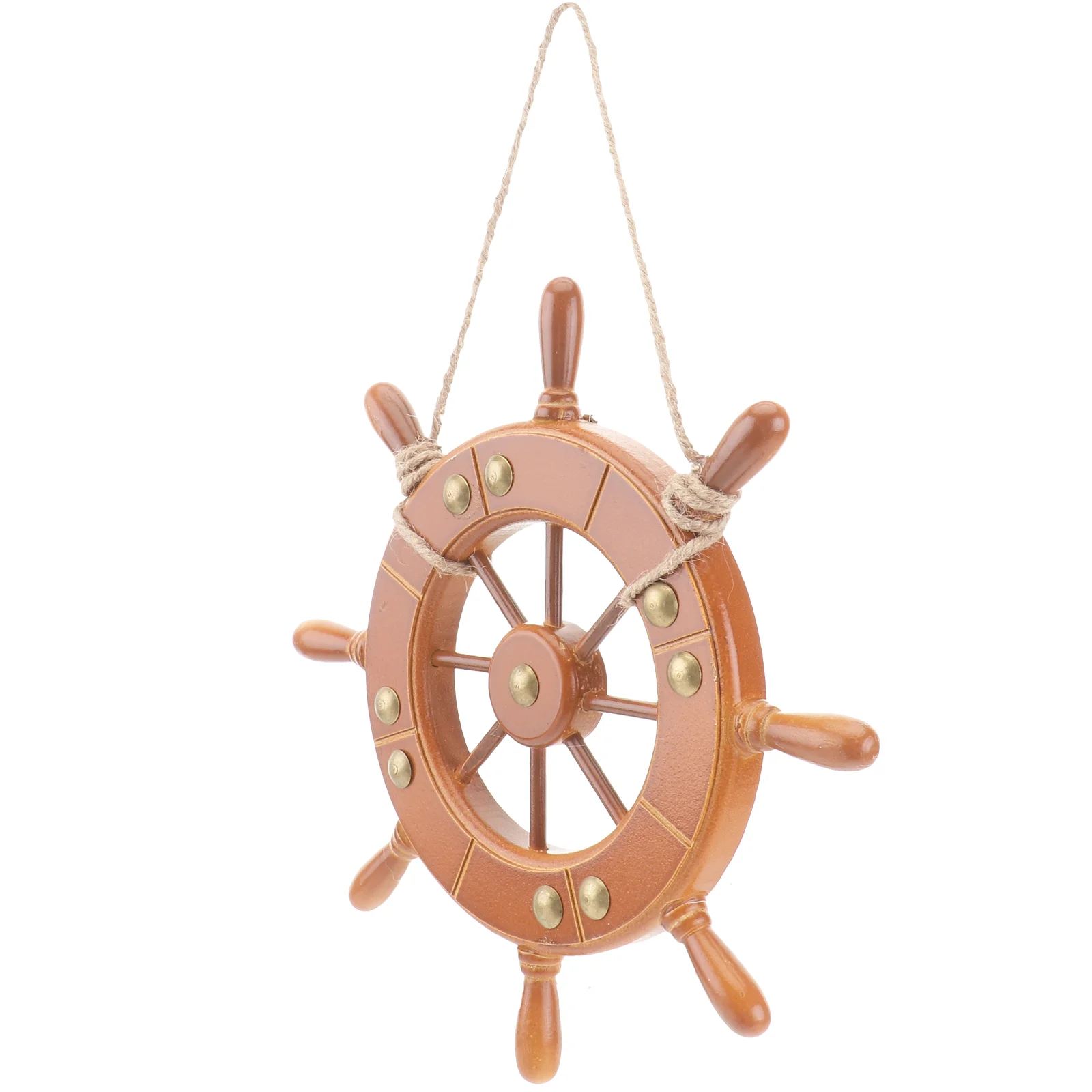 

Ship Steering Wheel Decor Mediterranean Style Wall Adornment Wooden Pendant