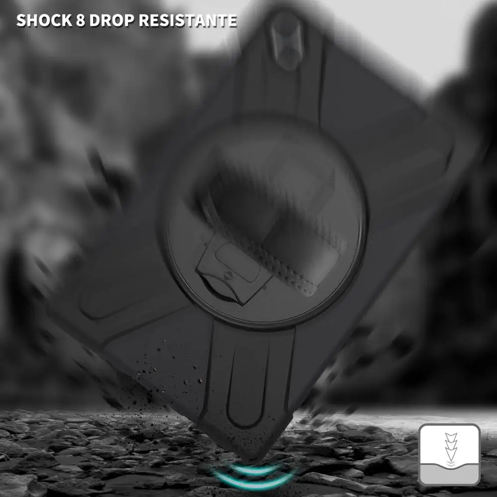 

100pcs For Samsung Galaxy Tab A7 10.4 2020 Case SM-T500 SM-T505 360 Rotating Children Safe Drop Resistance Cover Shoulder Strap