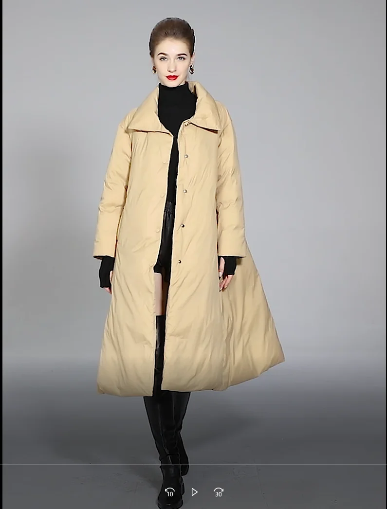 Winter Woman Yellow White Duck Down Coat New Arrival Long Thick Ladies Jacket Female Slim Elegant Outerwear Warm A-Line Overcoat enlarge