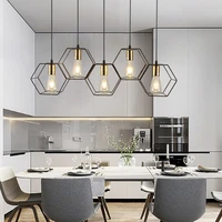 modern led chandelier hanging e27 lamp geometric metal frame lamp suitable for creative light above the table bedroom