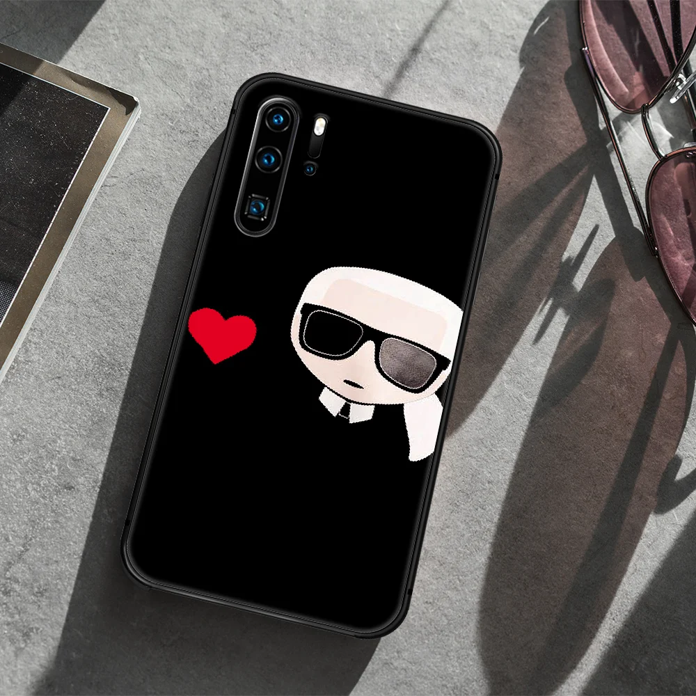 

Famous Designer karls Phone Case For Huawei P Mate 10 20 30 40 Lite Pro smart Z 2019 nova 5t black Back Soft Bumper Luxury Cover