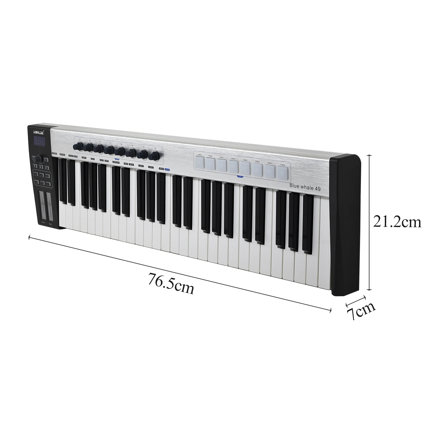 WORLDE Blue whale 49 Портативный USB MIDI контроллер клавиатура полувзвешенных клавиш 8 RGB