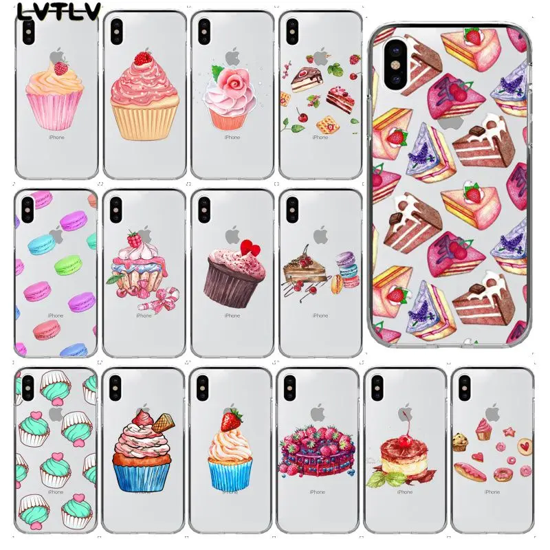 

Sweet Cake Soft Transparent TPU Phone Case for iPhone 13 11 pro XS MAX 8 7 6 6S Plus X 5 5S SE XR cover