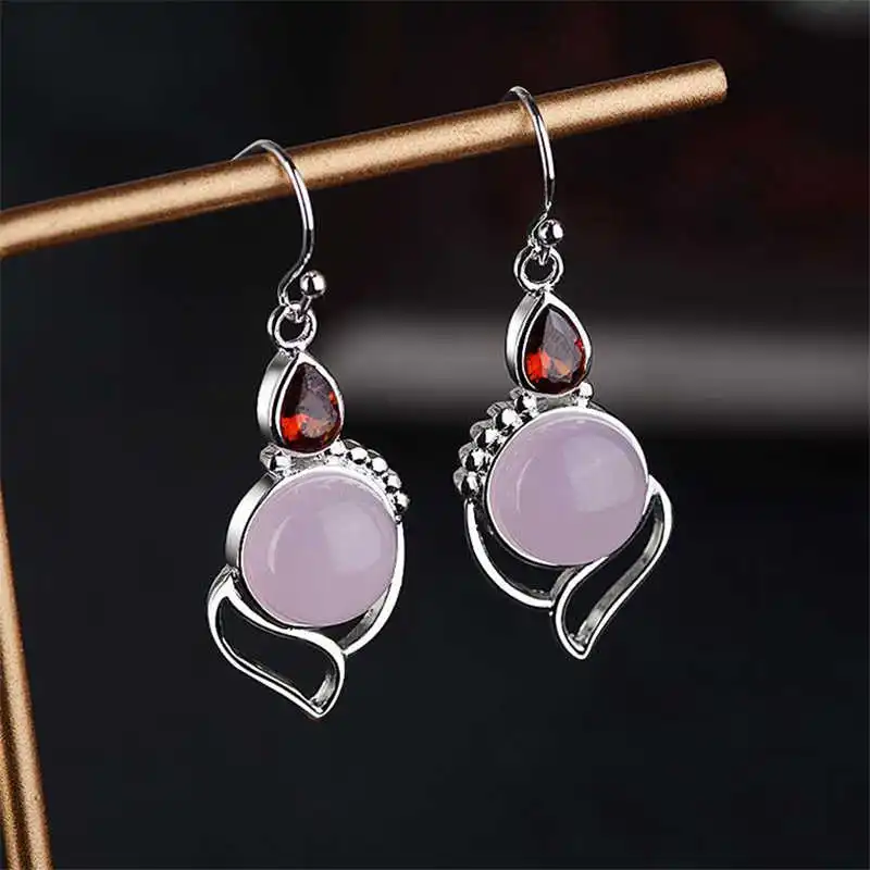 

Women Pink Dangle Drop Earrings Ear Hook Wedding Jewelry